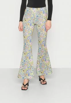 Vintage Supply STRETCH FLARES IN SWIRLY YIN YANG PRINT - Trousers - Multi