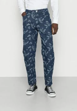 Vintage Supply DARK FLOWER JEANS - Straight Leg Jeans - Dark Blue