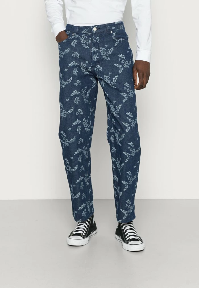 DARK FLOWER JEANS - Straight leg jeans - dark blue