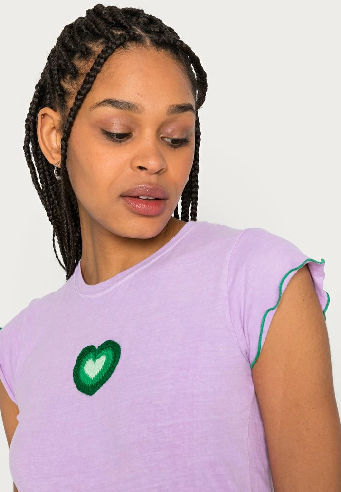 BABY T-SHIRT WITH CROCHET HEART & LETTUCE HEMS - Print T-shirt - lilac
