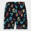 Vintage Supply ALPABET PRINTED UNISEX - Shorts - Black/multi