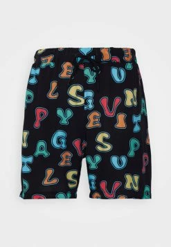 Vintage Supply ALPABET PRINTED UNISEX - Shorts - Black/multi