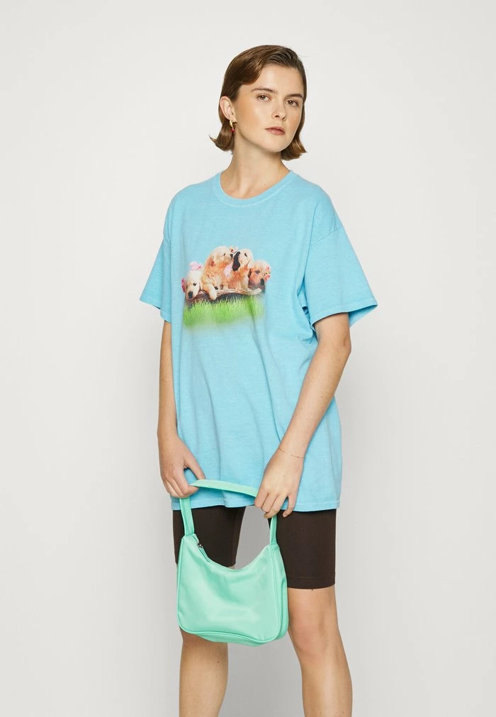 OVERDYE WITH PUPPIES GRAPHIC - Print T-shirt - blue