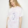 Vintage Supply OVERSIZED TIE DYE WITH MYSTIC HORSE GRAPHIC - T-shirt Bra - Light Pink