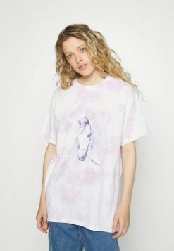 Vintage Supply OVERSIZED TIE DYE WITH MYSTIC HORSE GRAPHIC - T-shirt Bra - Light Pink