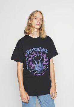 Vintage Supply BARCELONA SUNSHINE GRAPHIC - Print T-shirt - Black