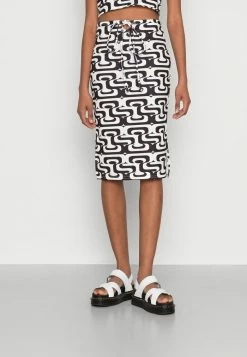 Vintage Supply STRAPPY MIDID SKIRT IN ILLUSION - Pencil Skirt - Black/off White