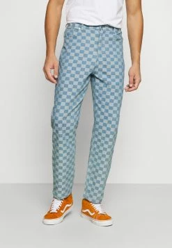 Vintage Supply CHECKERBOARD WIDE LEG - Relaxed Fit Jeans - Blue