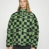 Vintage Supply FUNNEL NECK JACKET IN OPTIC CHECKERBOARD UNISEX - Winter Jacket - Green/black