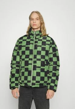Vintage Supply FUNNEL NECK JACKET IN OPTIC CHECKERBOARD UNISEX - Winter Jacket - Green/black