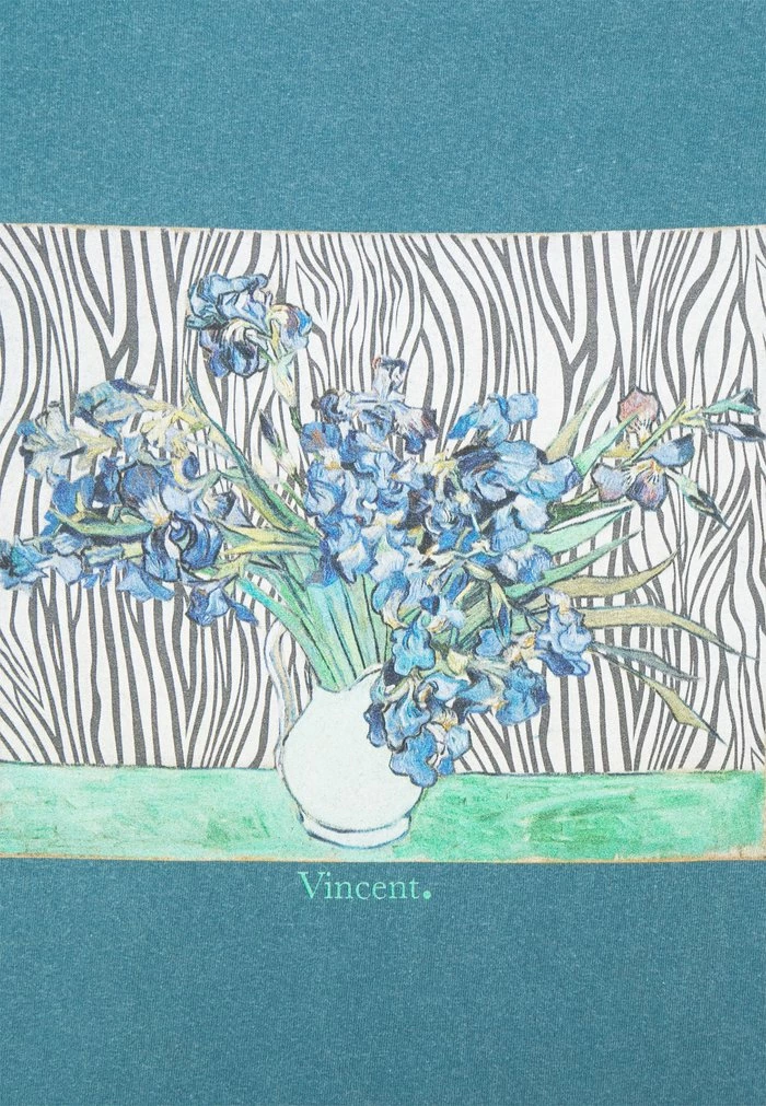 VINCENT FRONT PRINT TEE UNISEX - Print T-shirt - dark aqua