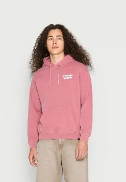 Vintage Supply OVERDYE HOODIE WITH CORE CHEST LOGO UNISEX - Sweatshirt - Rust Pink