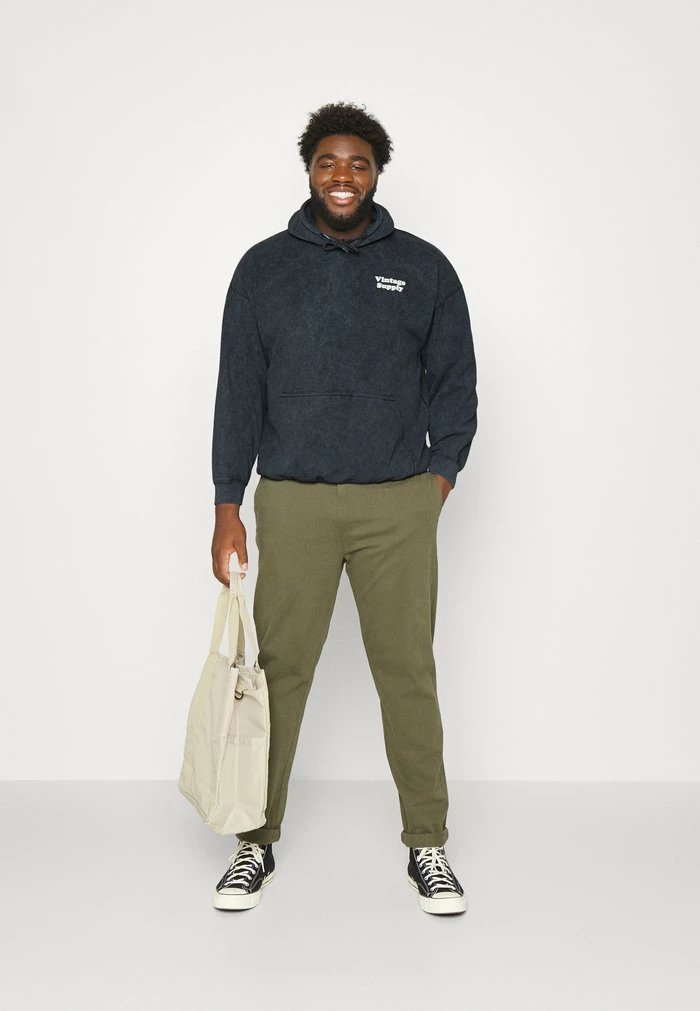 PLUS SIZE OVERDYED BRANDED HOODIE - Hoodie - black