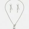Vintage Supply NECKLACE EARRING UNISEX SET - Earrings - Silver-coloured