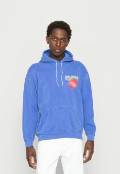 Vintage Supply OVERDYED HOODIE WITH GREEN MARKET FRONT AND BACK PRINT UNISEX - Hoodie - Od Blue