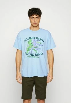 Vintage Supply SOUND BODY SOUND MIND FRONT TEE - Print T-shirt - Washed Blue