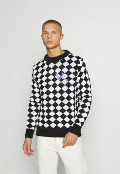 Vintage Supply DIAMOND JUMPER UNISEX - Jumper - Black/white