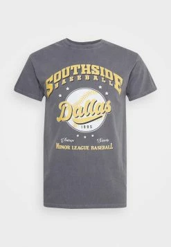 Vintage Supply OVERDYED WITH SOUTHSIDE DALLAS GRAPHIC UNISEX - Print T-shirt - Charcoal Grey