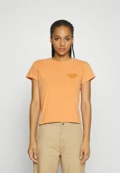 Vintage Supply OVERDYED CROPPED BABY TEE WITH LOGO - Basic T-shirt - Tan