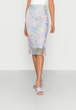 Vintage Supply SKIRT IN RETRO FLORAL PRINT - Pencil Skirt - Multi Coloured