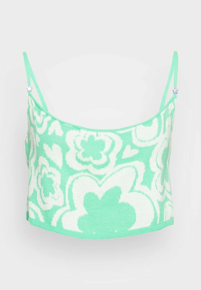 CAMI IN WAVY FLOWER INTARSIA - Top - green/off white