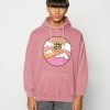 Vintage Supply OVERDYE HOODIE WITH TRIPPY MOUNTAIN GRAPHIC UNISEX - Sweatshirt - Rust Pink