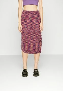 Vintage Supply SPACEDYE MIDI SKIRT WITH SIDE BUTTONDETAIL - Pencil Skirt - Pink