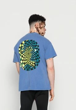 Vintage Supply CHECKERBOARD FRONT AND BACK TEE - Print T-shirt - Washed Blue