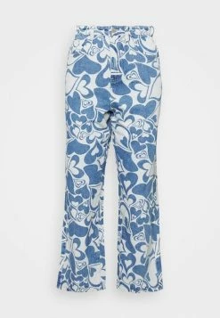 Vintage Supply WIDE LEG DAD SWIRL HEART - Straight Leg Jeans - Blue