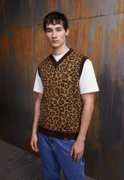 Vintage Supply KNITTED VEST - Jumper - Brown