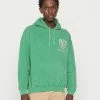 Vintage Supply OVERDYED GREEN HOODIE WITH EMBROIDERED SHEILD LOGO UNISEX - Sweatshirt - Od Green