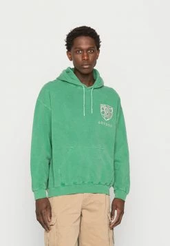 Vintage Supply OVERDYED GREEN HOODIE WITH EMBROIDERED SHEILD LOGO UNISEX - Sweatshirt - Od Green