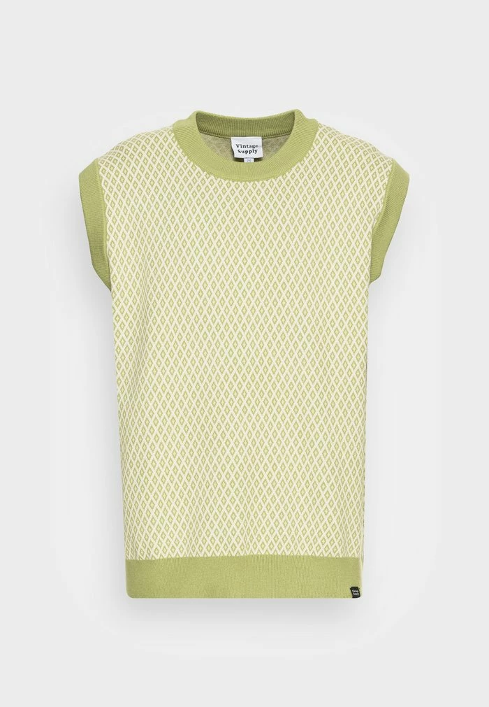 DIAMOND JACQUARD ROUND NECK VEST - Jumper - green