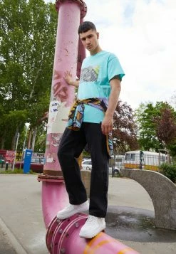 Vintage Supply ZEBRA FRONT TEE - Print T-shirt - Light Blue