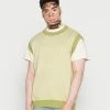 Vintage Supply DIAMOND JACQUARD ROUND NECK VEST - Jumper - Green