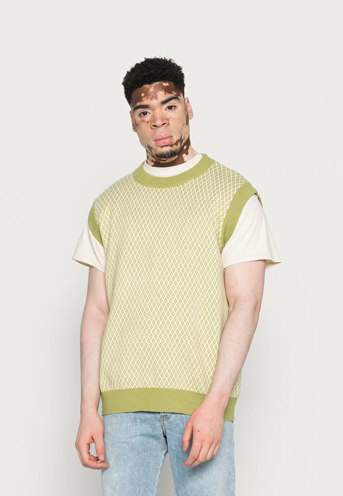 DIAMOND JACQUARD ROUND NECK VEST - Jumper - green