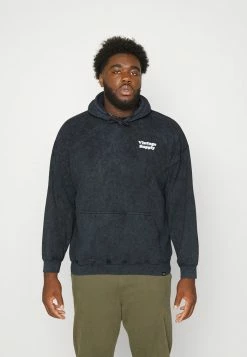 Vintage Supply PLUS SIZE OVERDYED BRANDED HOODIE - Hoodie - Black