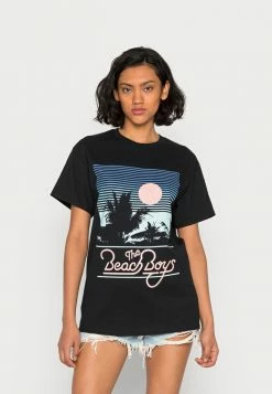 Vintage Supply SNOW WASHED OVERSIZED FIT WITH THE BEACH BOYS - Print T-shirt - Black