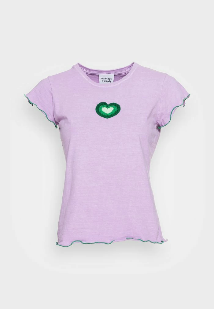 BABY T-SHIRT WITH CROCHET HEART & LETTUCE HEMS - Print T-shirt - lilac