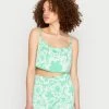 Vintage Supply CAMI IN WAVY FLOWER INTARSIA - Top - Green/off White
