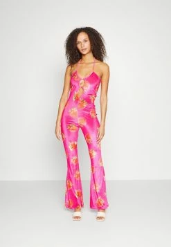 Vintage Supply HALTER CUT OUT DETAIL STRAWBERRY - Jumpsuit - Pink