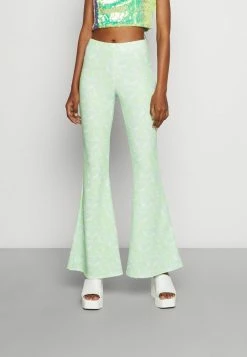 Vintage Supply STRETCH FLARE IN BUBBLE HEART - Trousers - Green