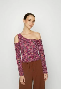 Vintage Supply SPACE DYE OFF THE SHOULDER - Jumper - Pink