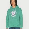 Vintage Supply GREEN HOODIE WITH FLORAL ORIGINALS PRINT UNISEX - Hoodie - Overdye Green