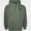 Vintage Supply PLUS SIZE OVERDYED BRANDED HOODIE - Hoodie - Khaki
