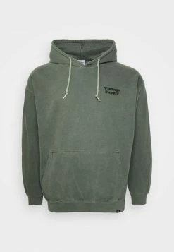 Vintage Supply PLUS SIZE OVERDYED BRANDED HOODIE - Hoodie - Khaki