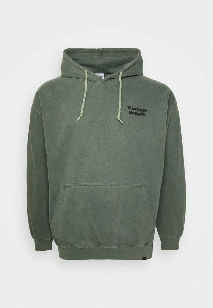 PLUS SIZE OVERDYED BRANDED HOODIE - Hoodie - khaki