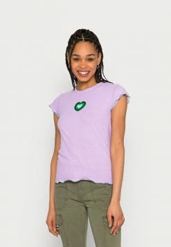 Vintage Supply BABY T-SHIRT WITH CROCHET HEART & LETTUCE HEMS - Print T-shirt - Lilac