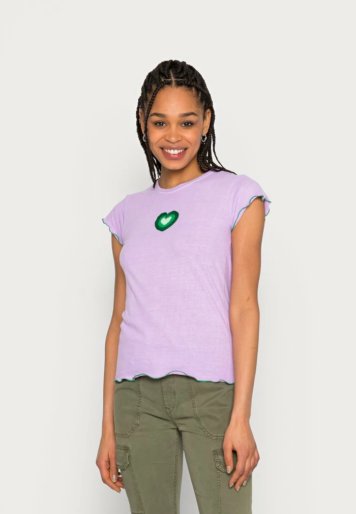 BABY T-SHIRT WITH CROCHET HEART & LETTUCE HEMS - Print T-shirt - lilac
