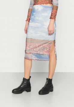 Vintage Supply MIDI SKIRT IN 90S FLOWER FIELD PRINT - Pencil Skirt - Multi